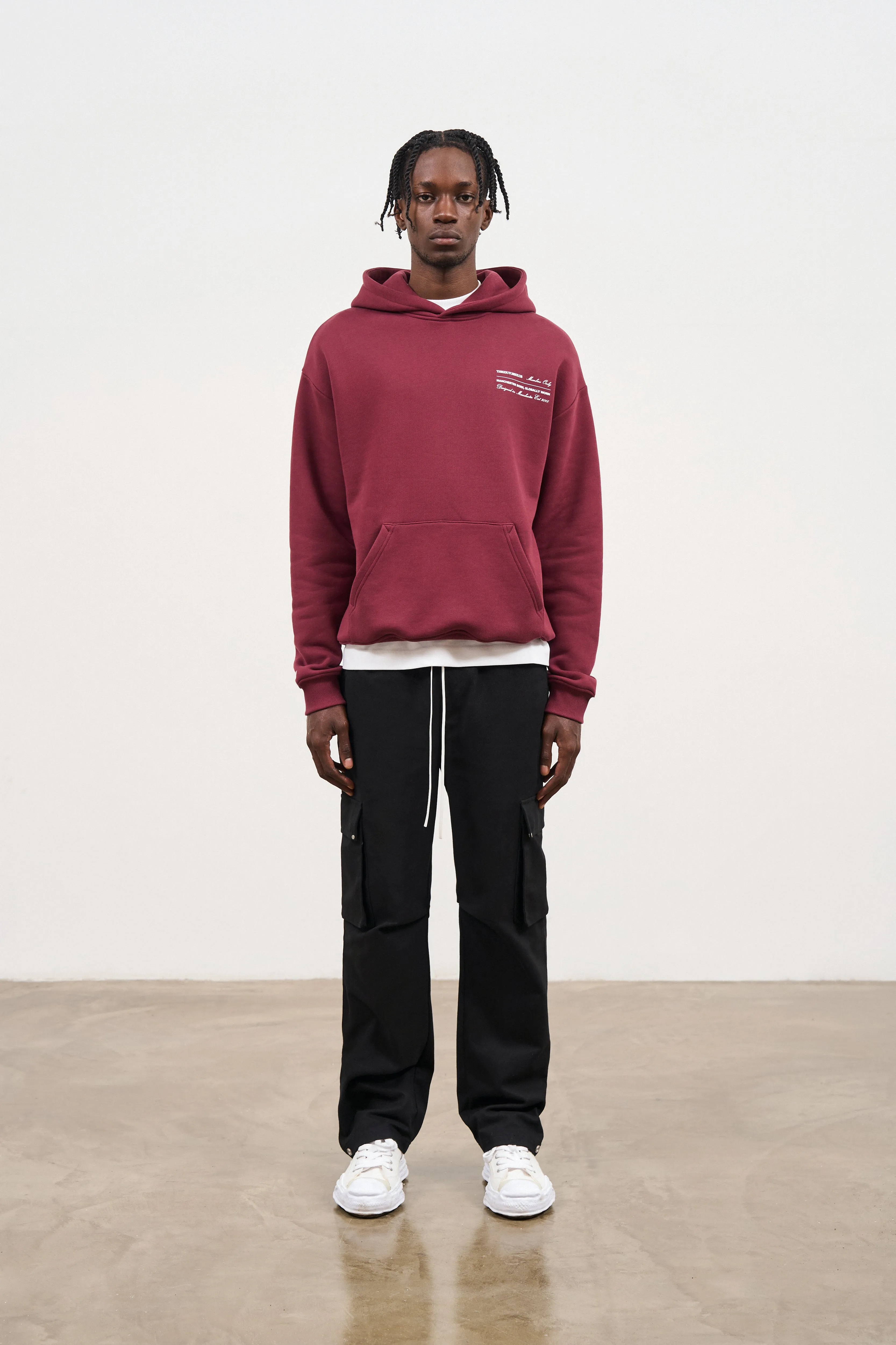 MISSION STATEMENT RELAXED HOODIE - BURGUNDY