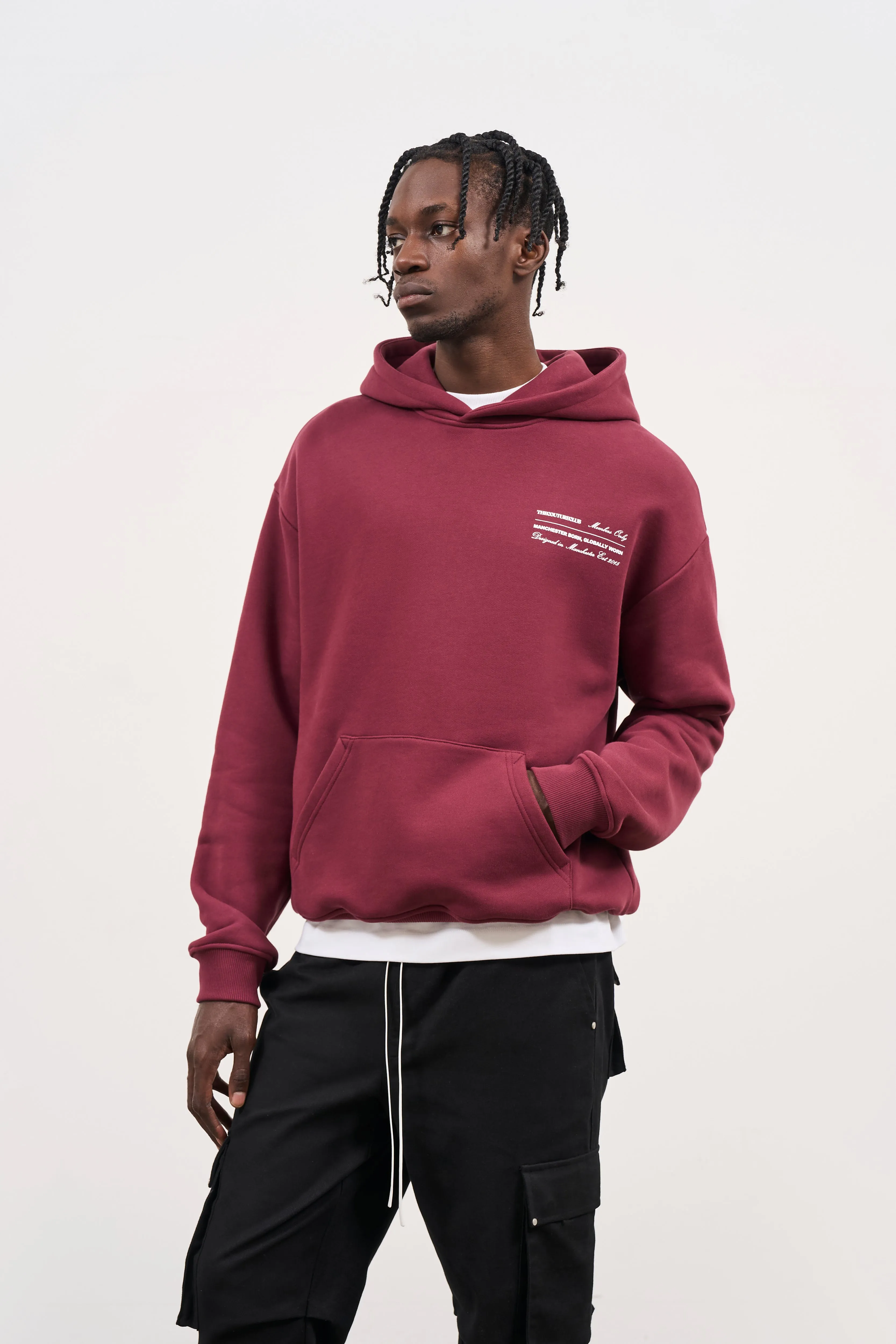 MISSION STATEMENT RELAXED HOODIE - BURGUNDY