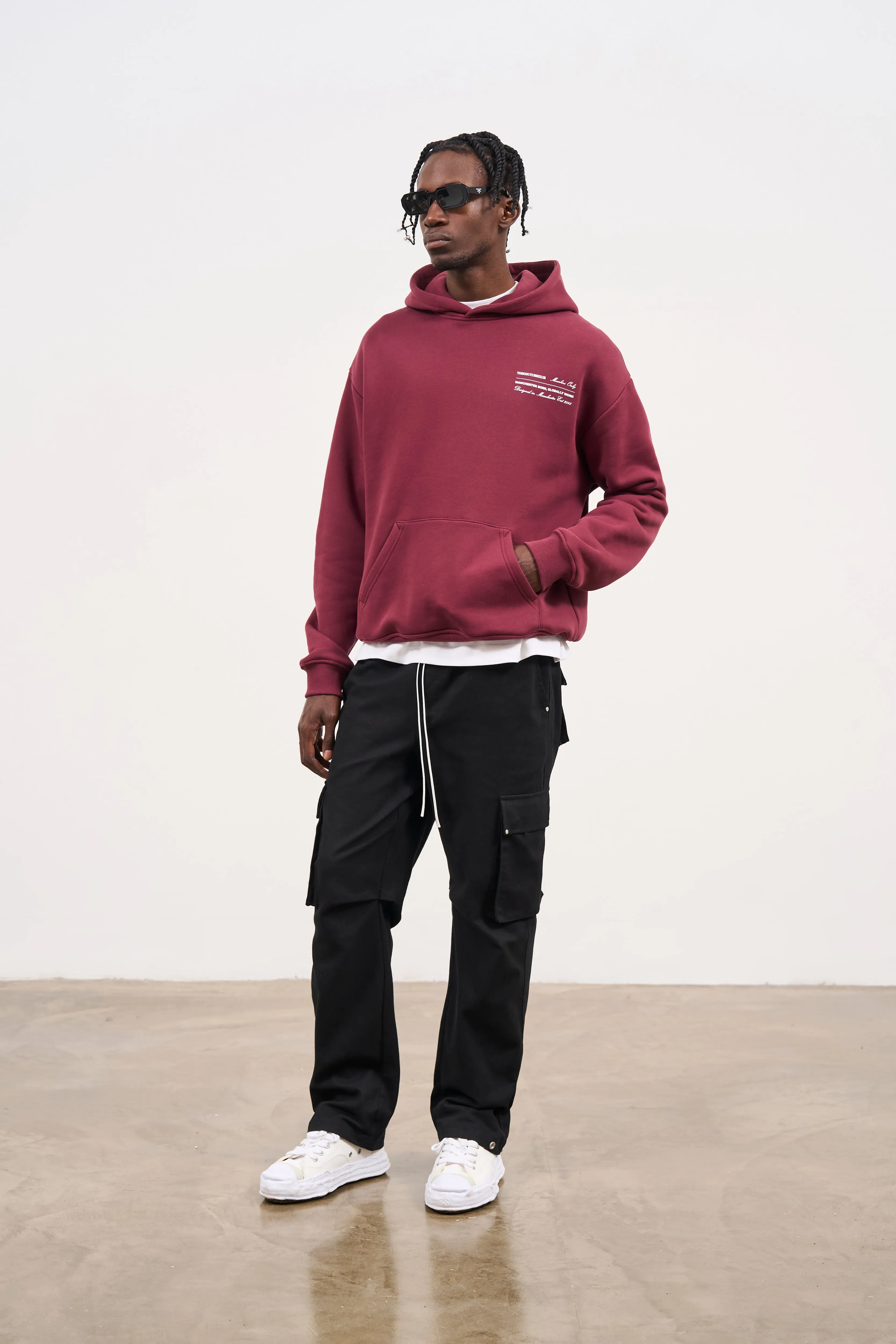 MISSION STATEMENT RELAXED HOODIE - BURGUNDY