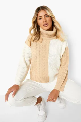 Mixed Stitch Cable Knit Sweater