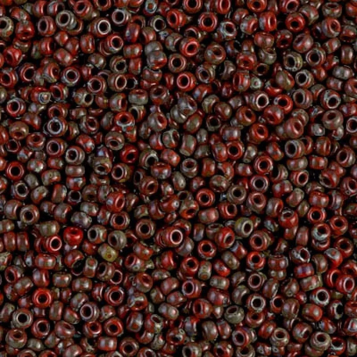 Miyuki Boncuk, MiyukiRoundBeads 6/0-4513 Picasso Opaque Red Garnet