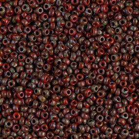 Miyuki Boncuk, MiyukiRoundBeads 6/0-4513 Picasso Opaque Red Garnet