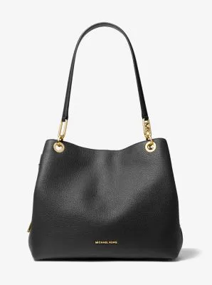 MK Kensington Large Pebbled Leather Tote Bag - Black - Michael Kors