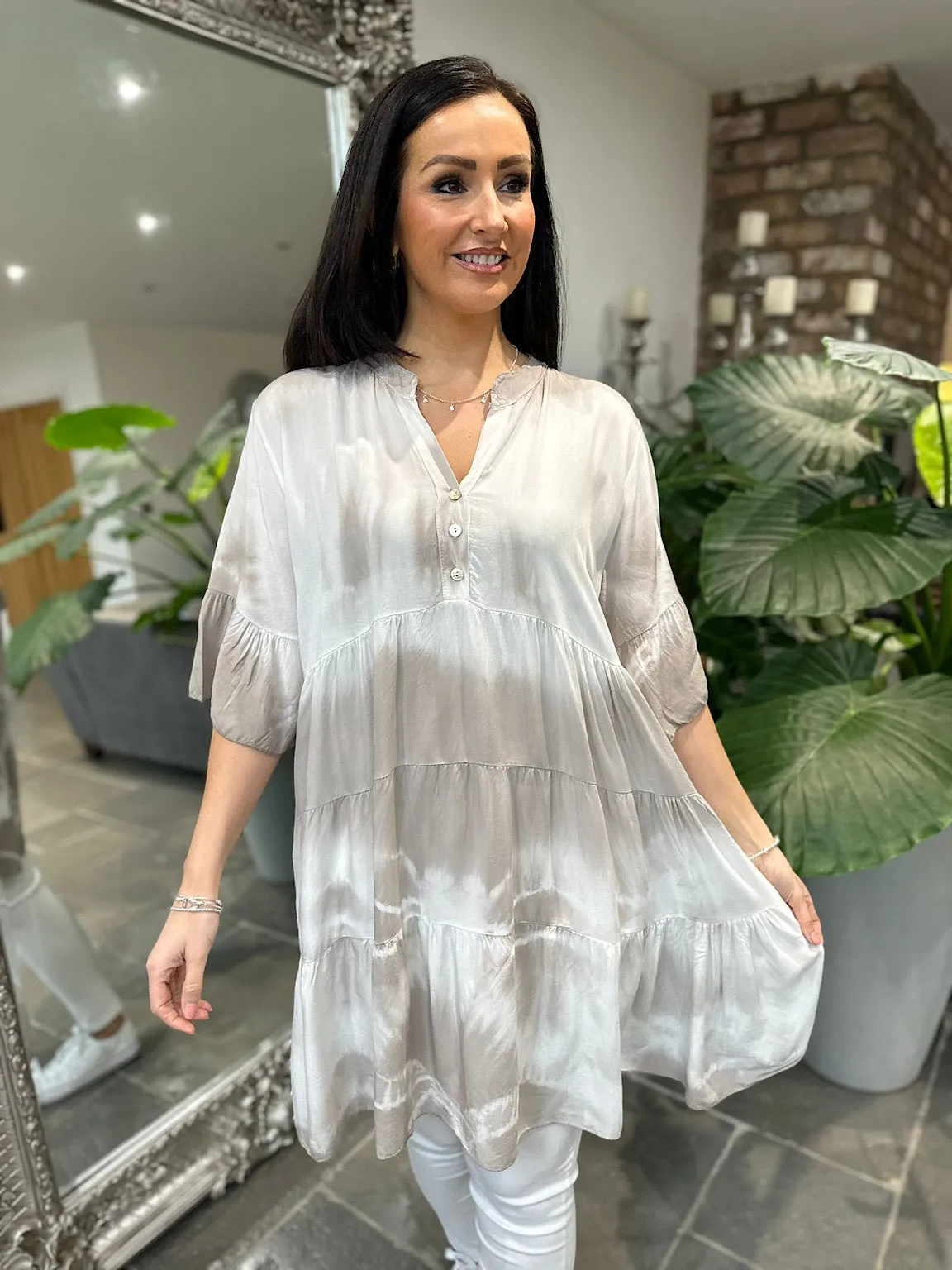 Mocha Tie Dye Tiered Tunic Hattie