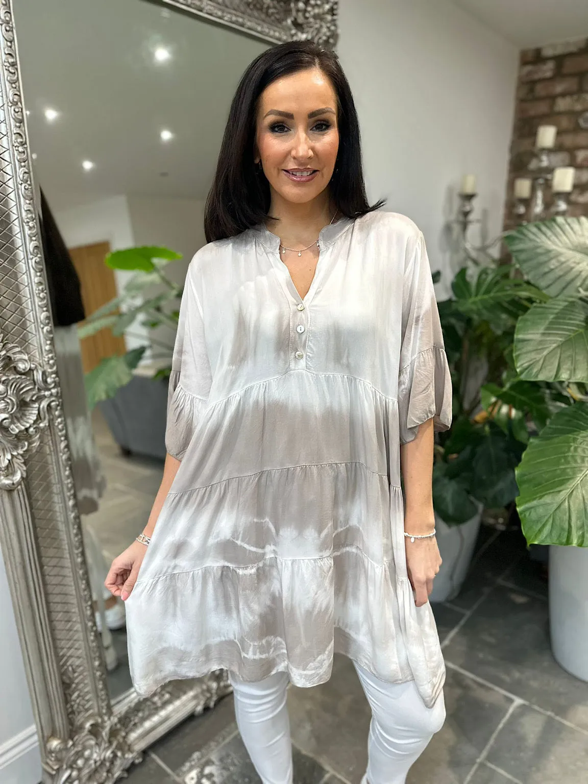 Mocha Tie Dye Tiered Tunic Hattie