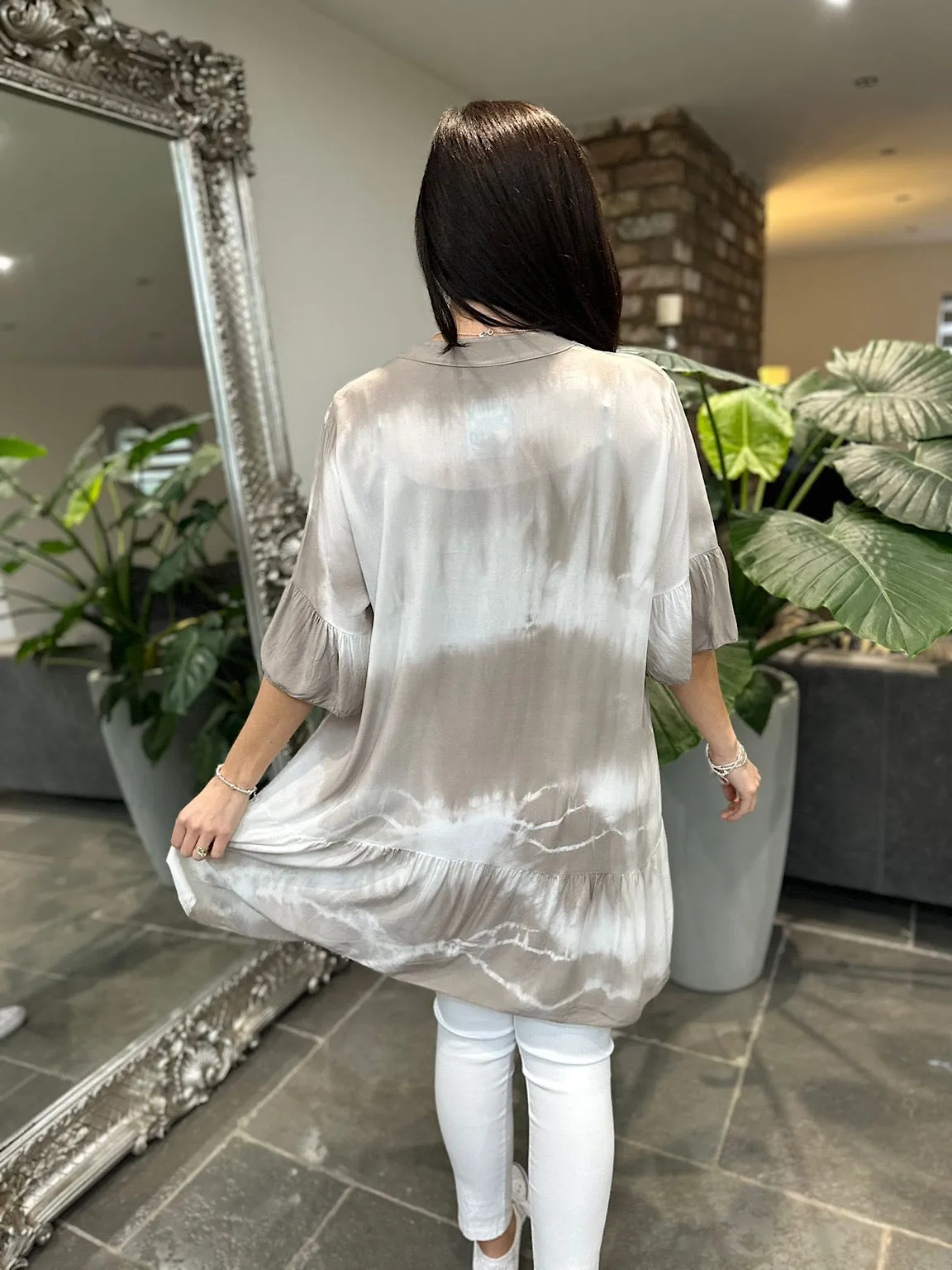 Mocha Tie Dye Tiered Tunic Hattie