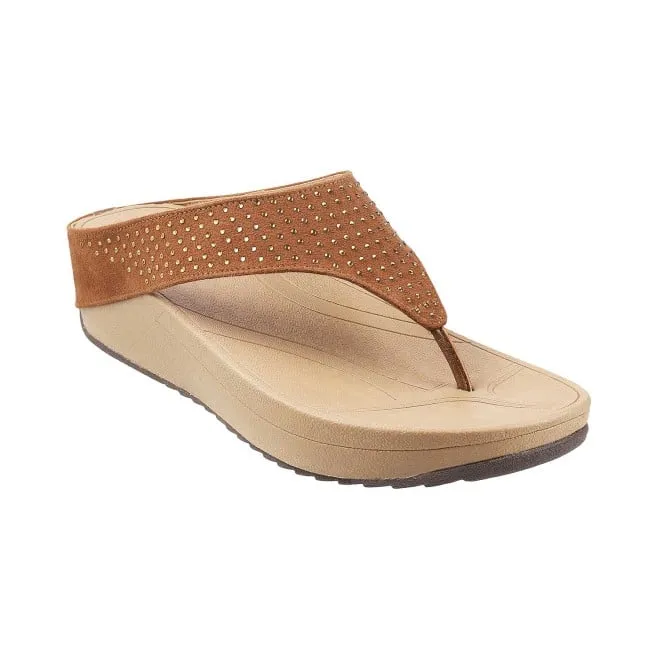 Mochi Women Tan Casual Slippers