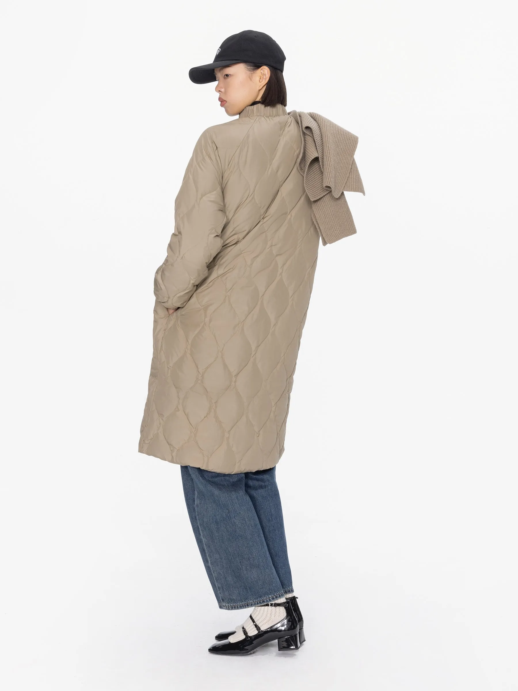 Mock Neck Long Puffer Coat