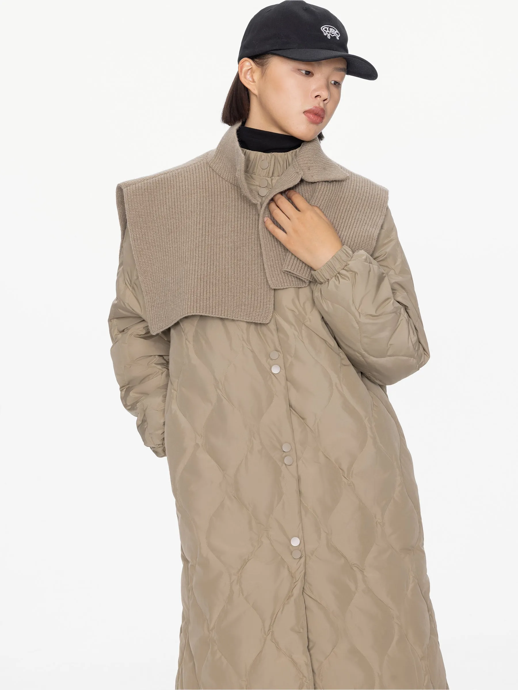 Mock Neck Long Puffer Coat