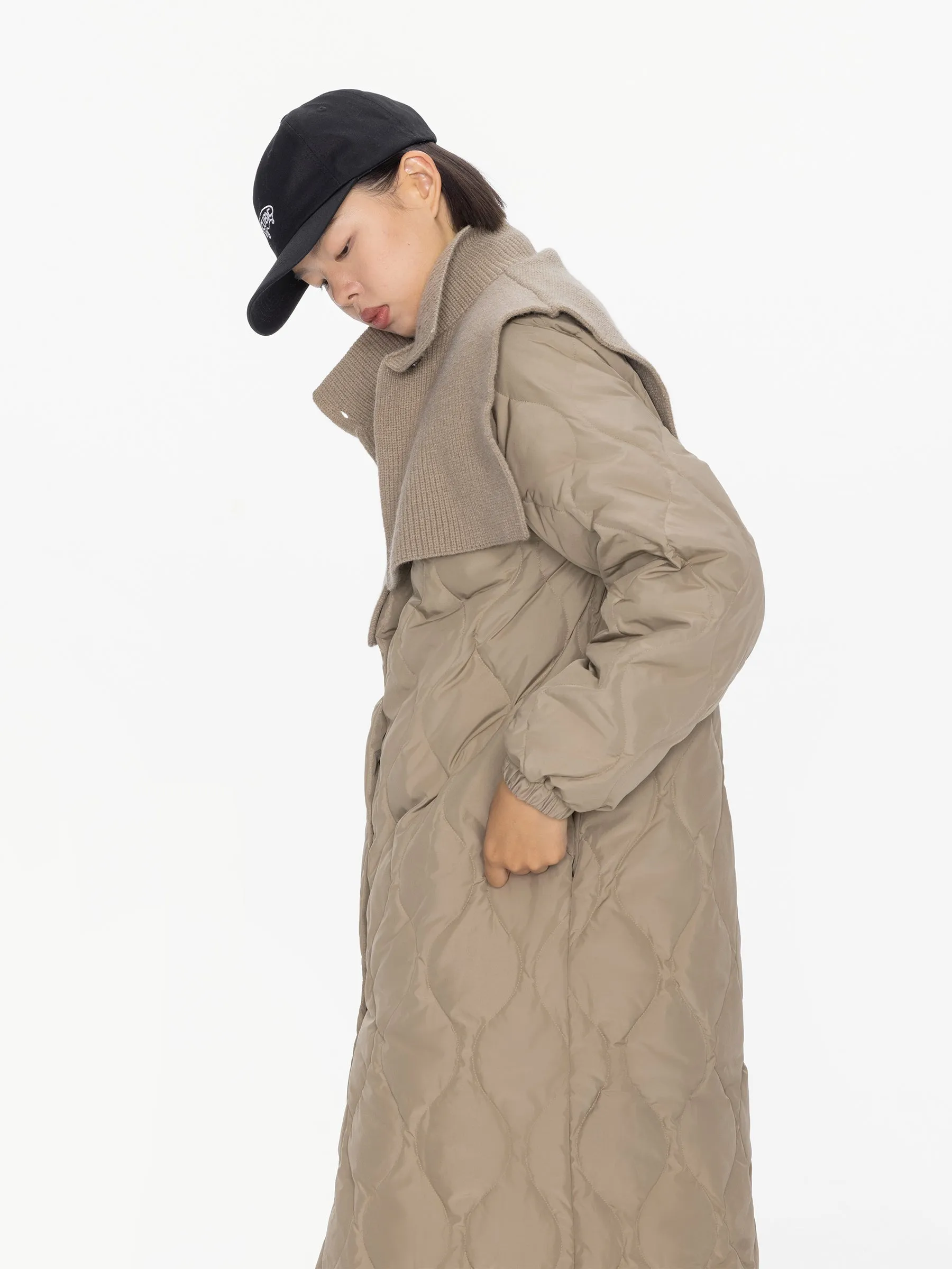 Mock Neck Long Puffer Coat