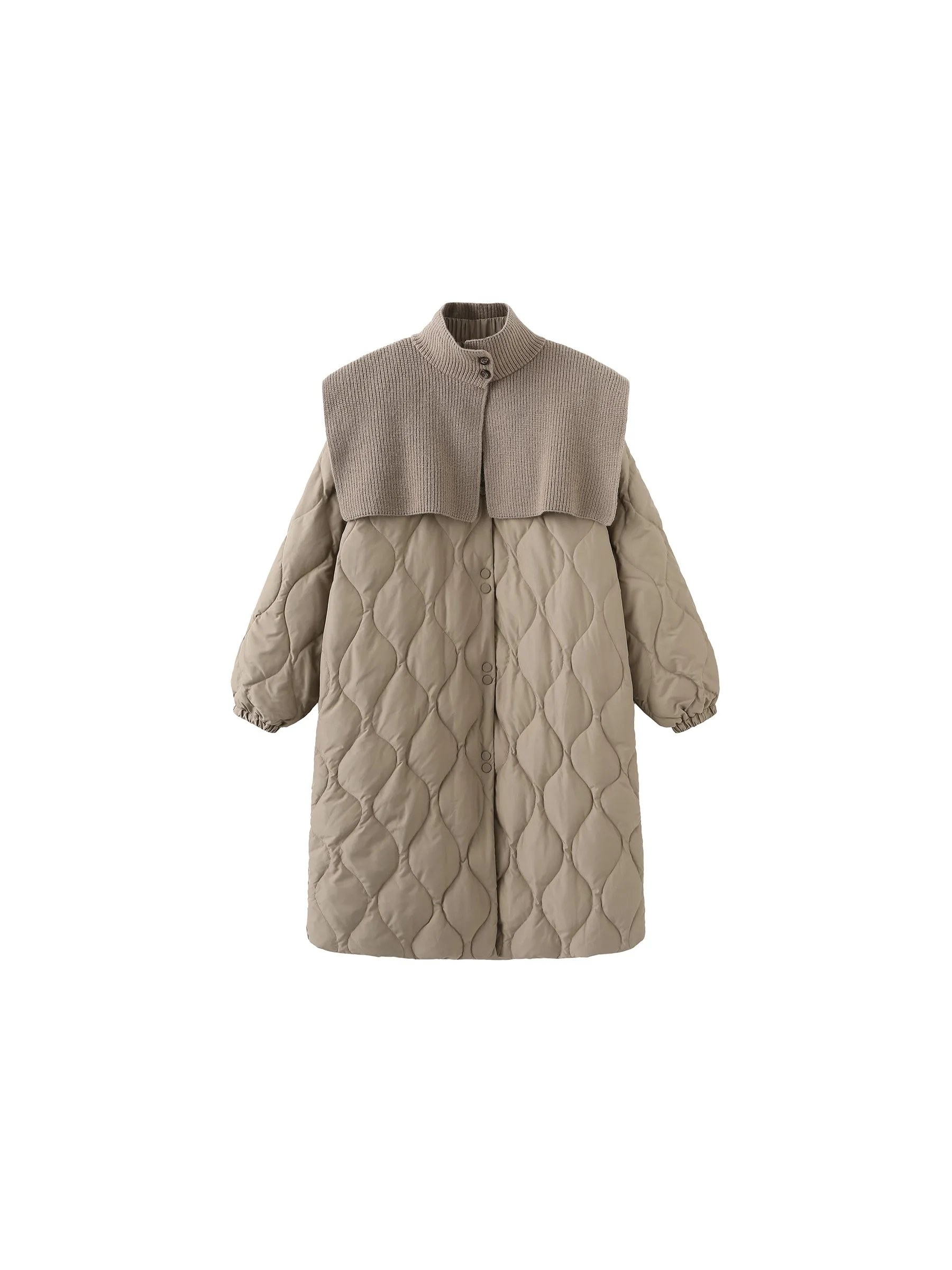 Mock Neck Long Puffer Coat