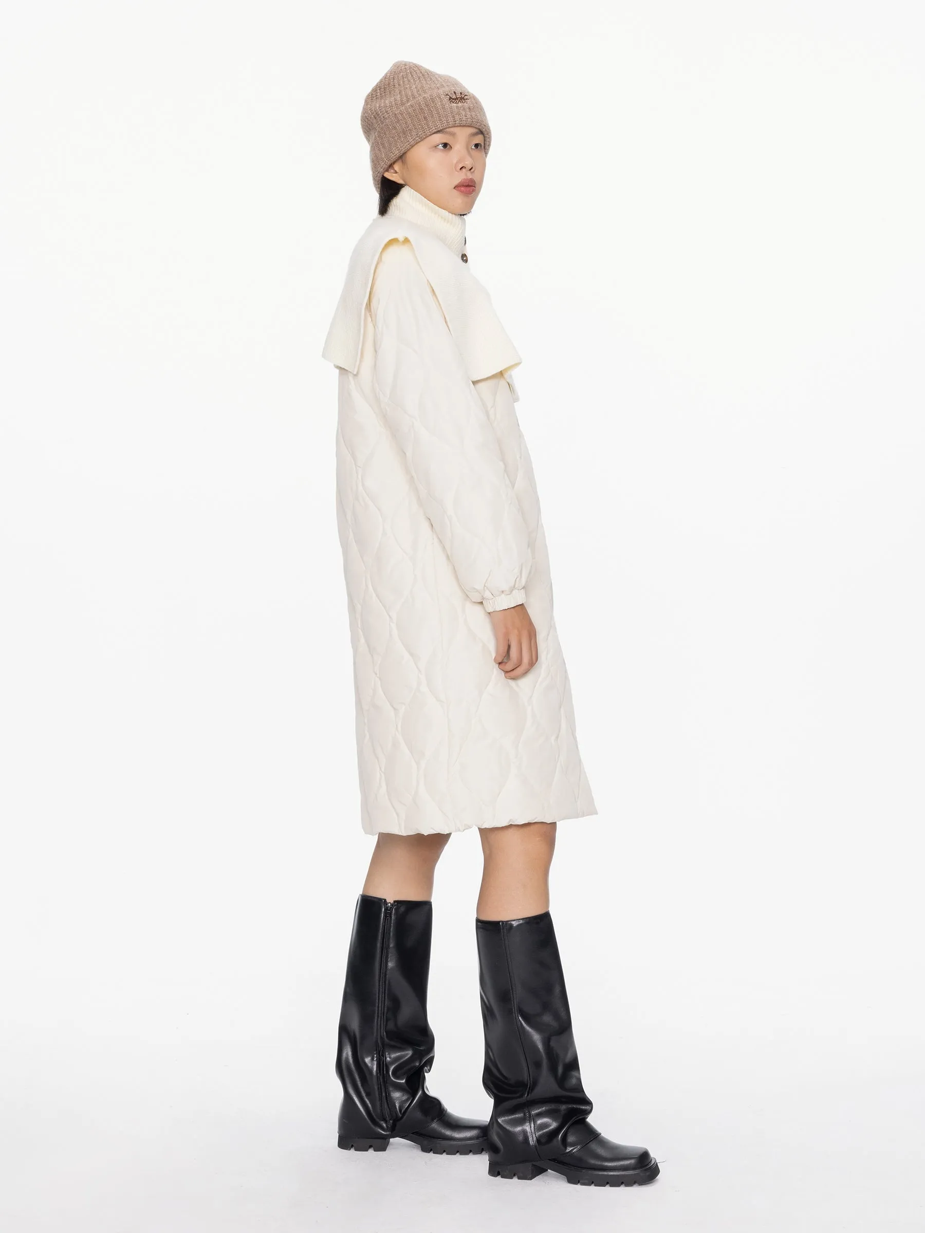 Mock Neck Long Puffer Coat