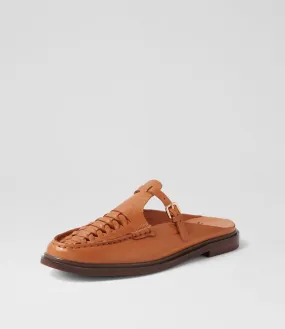 MOLLINI Gato Dark Tan Brown Sole Leather Mules