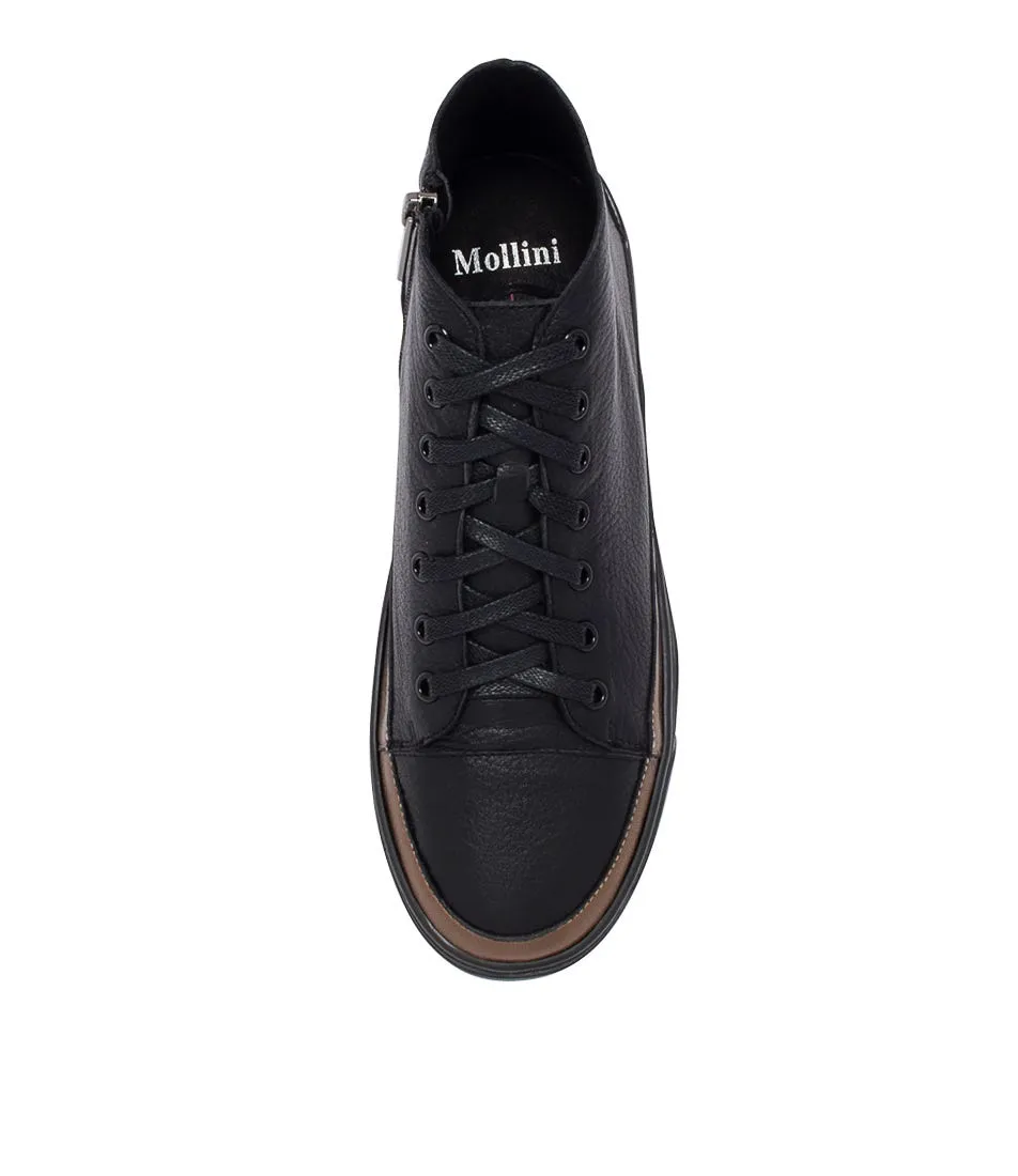 MOLLINI Osunset Black Bronze Leather Sneakers