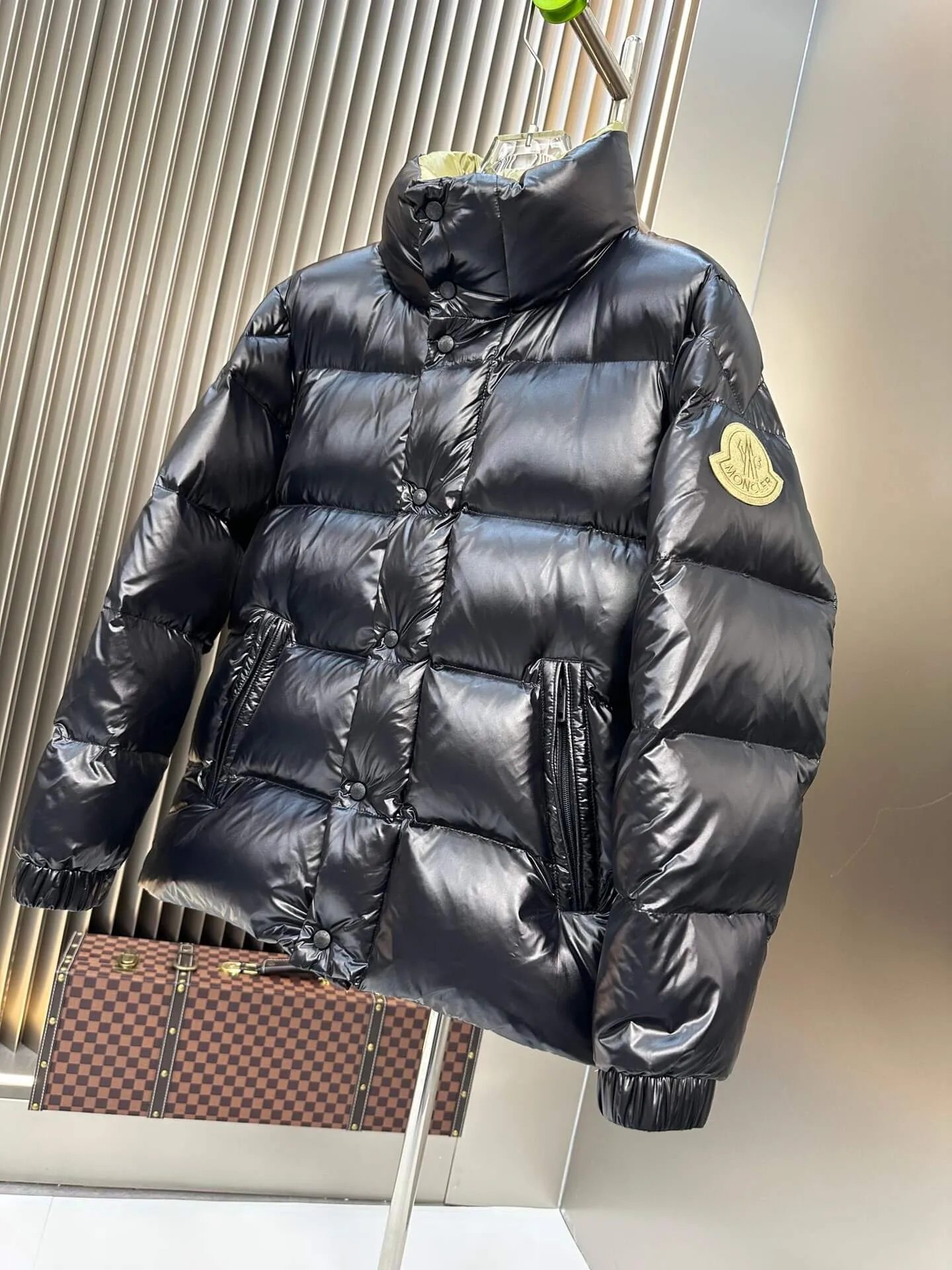 Moncler Black Yellow Reversible Puffer Down Jacket