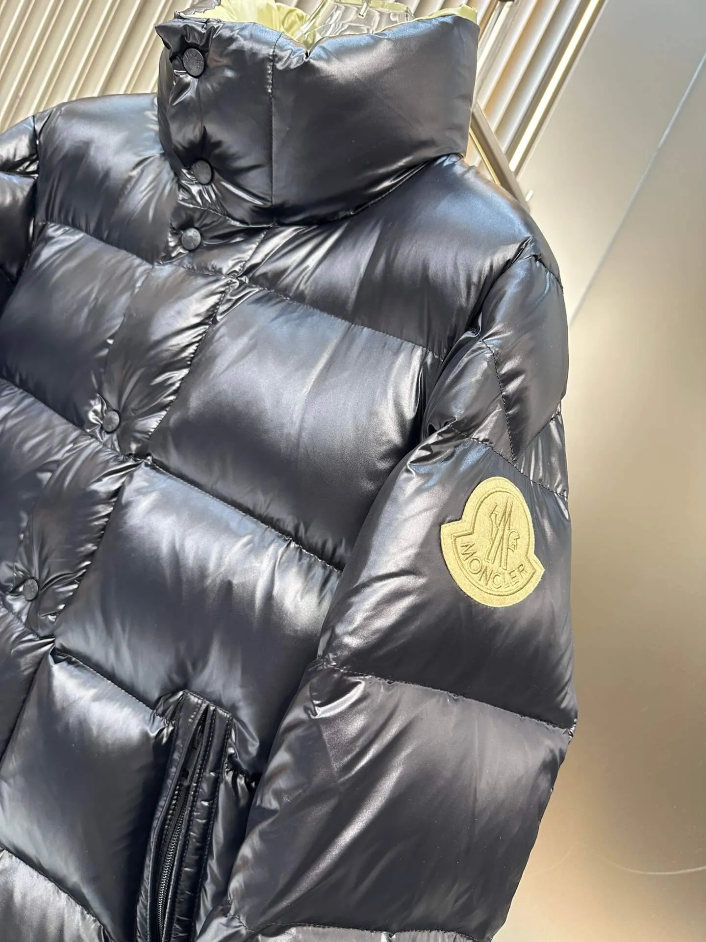 Moncler Black Yellow Reversible Puffer Down Jacket