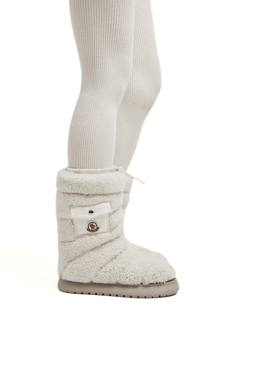 Moncler Gaia Pocket Mid Shearling white Boots for woman