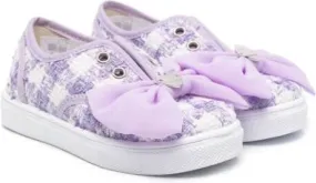 Monnalisa bow-detail plaid sneakers Purple
