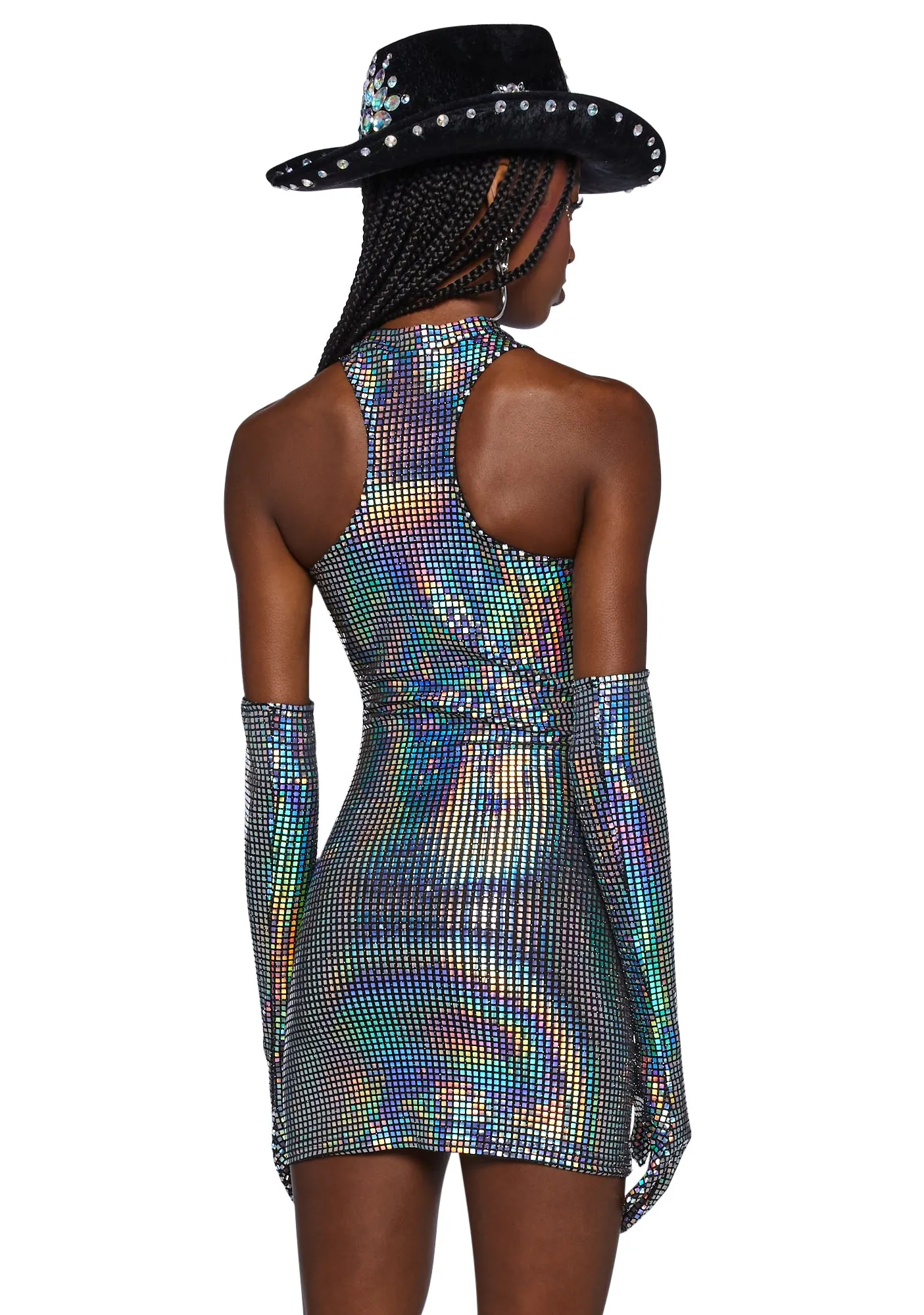 Moon Kissed Mini Dress And Gloves Set - Disco-