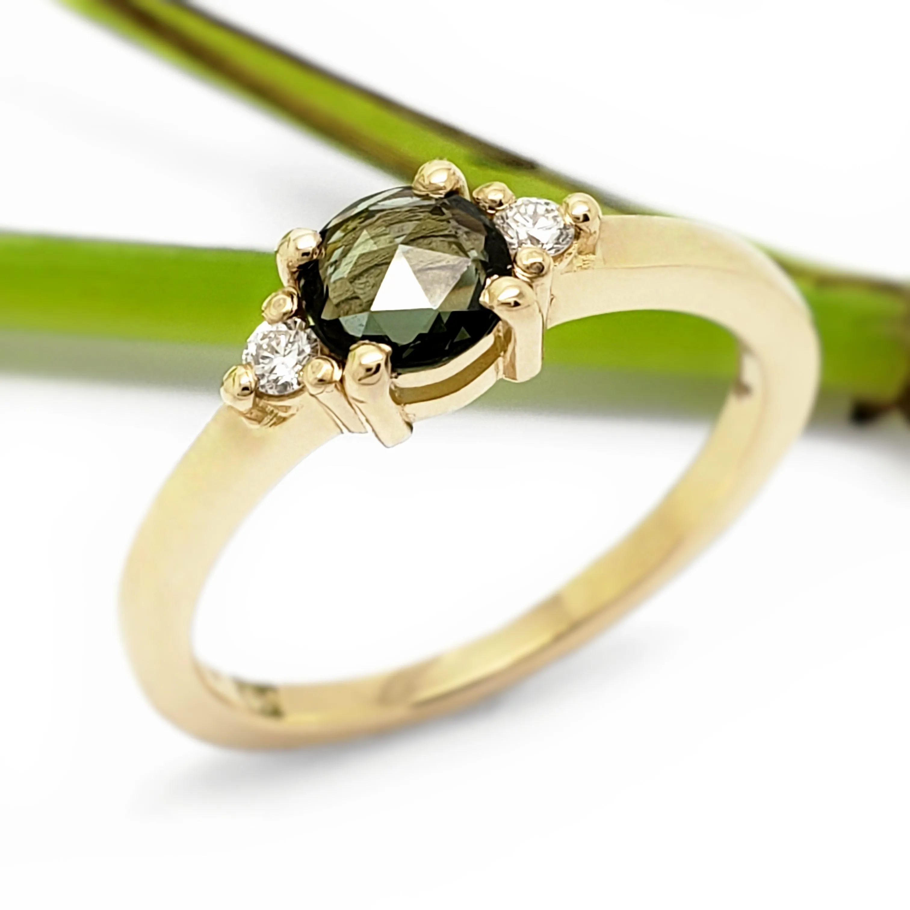 Moraine Yellow | Rose Cut Green Sapphire