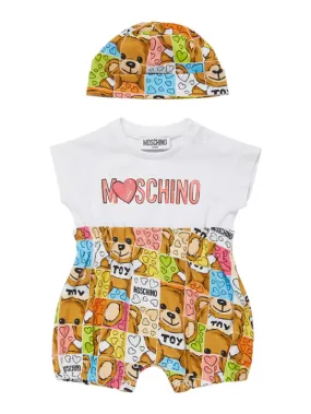 Moschino   Cotton jersey romper & hat 