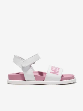 Moschino Girls Maxi Logo Sandals in White