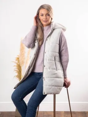Natalie Longline Padded Gilet in Pearl