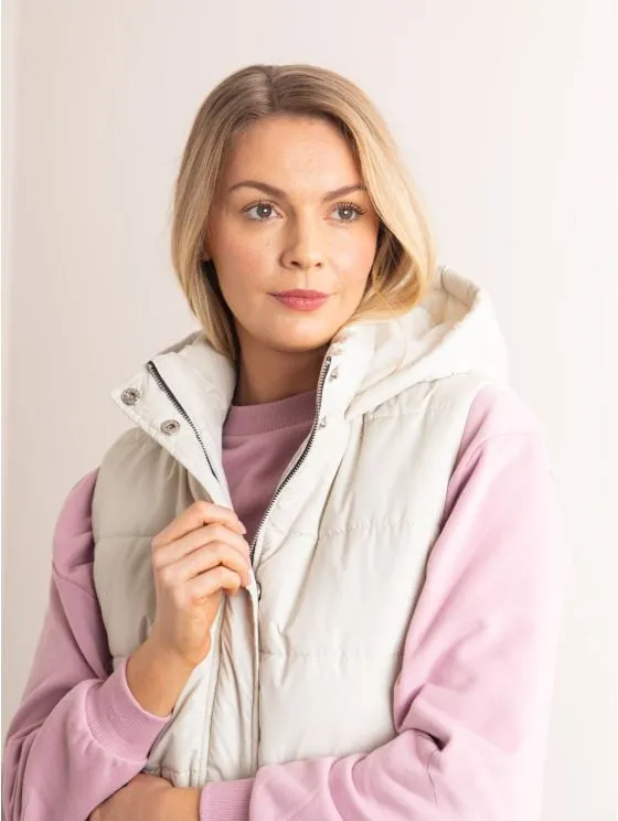 Natalie Longline Padded Gilet in Pearl