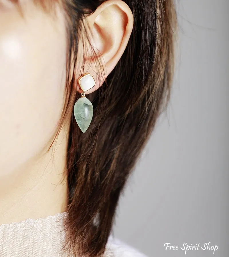 Natural Quartz & Seashell Drop Earrings