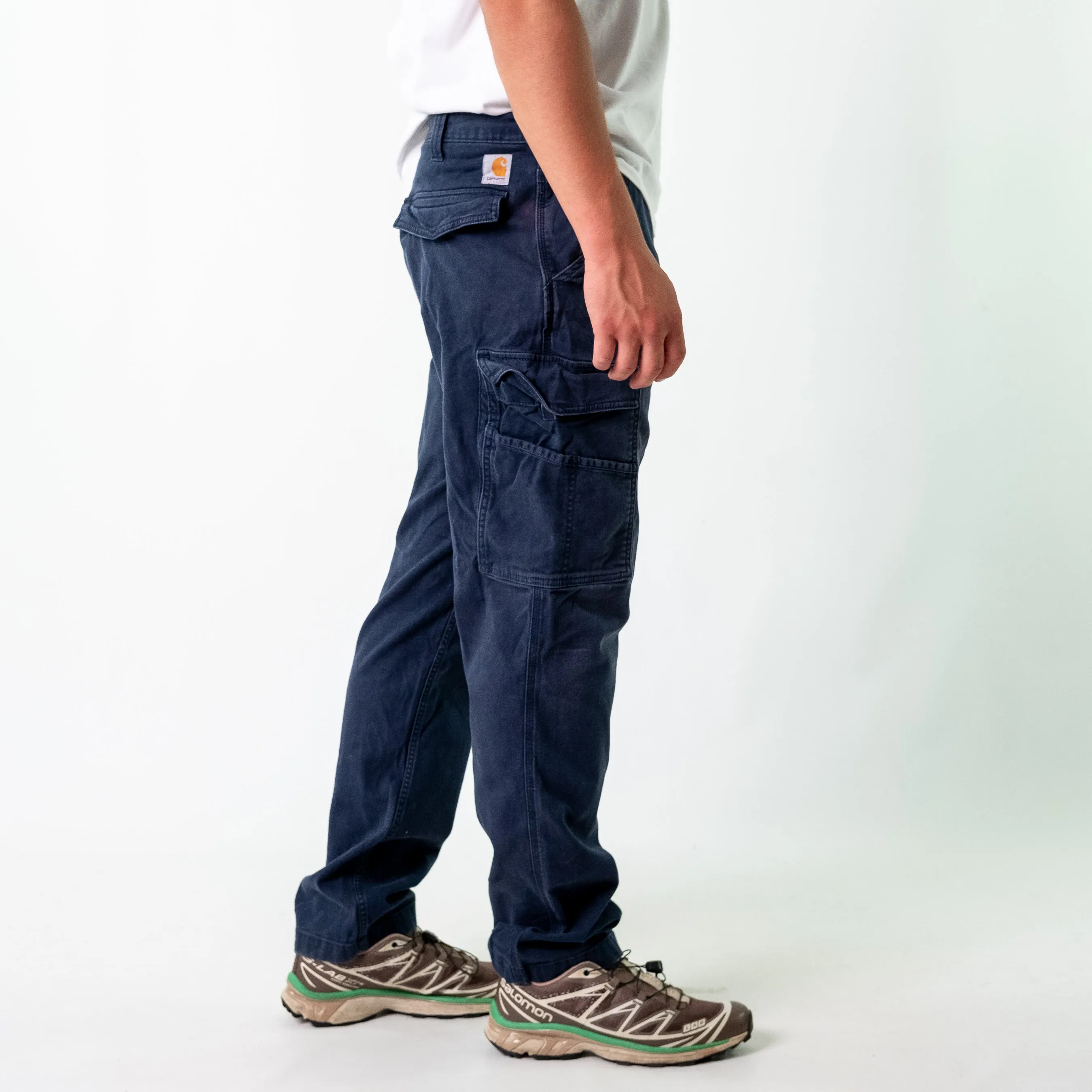 Navy Blue 90s Carhartt Woven Cargo Pants Baggy Pants (34x32)