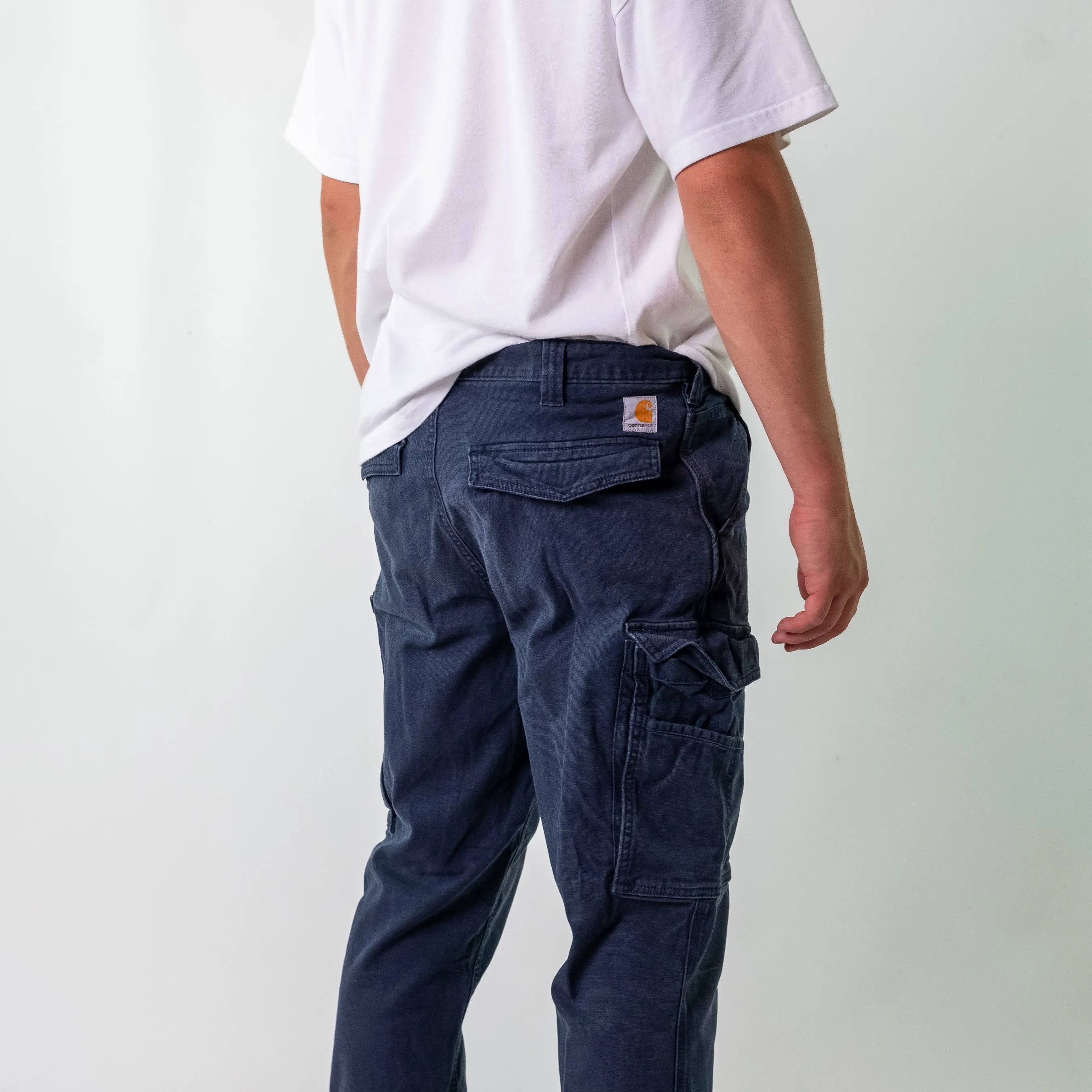 Navy Blue 90s Carhartt Woven Cargo Pants Baggy Pants (34x32)