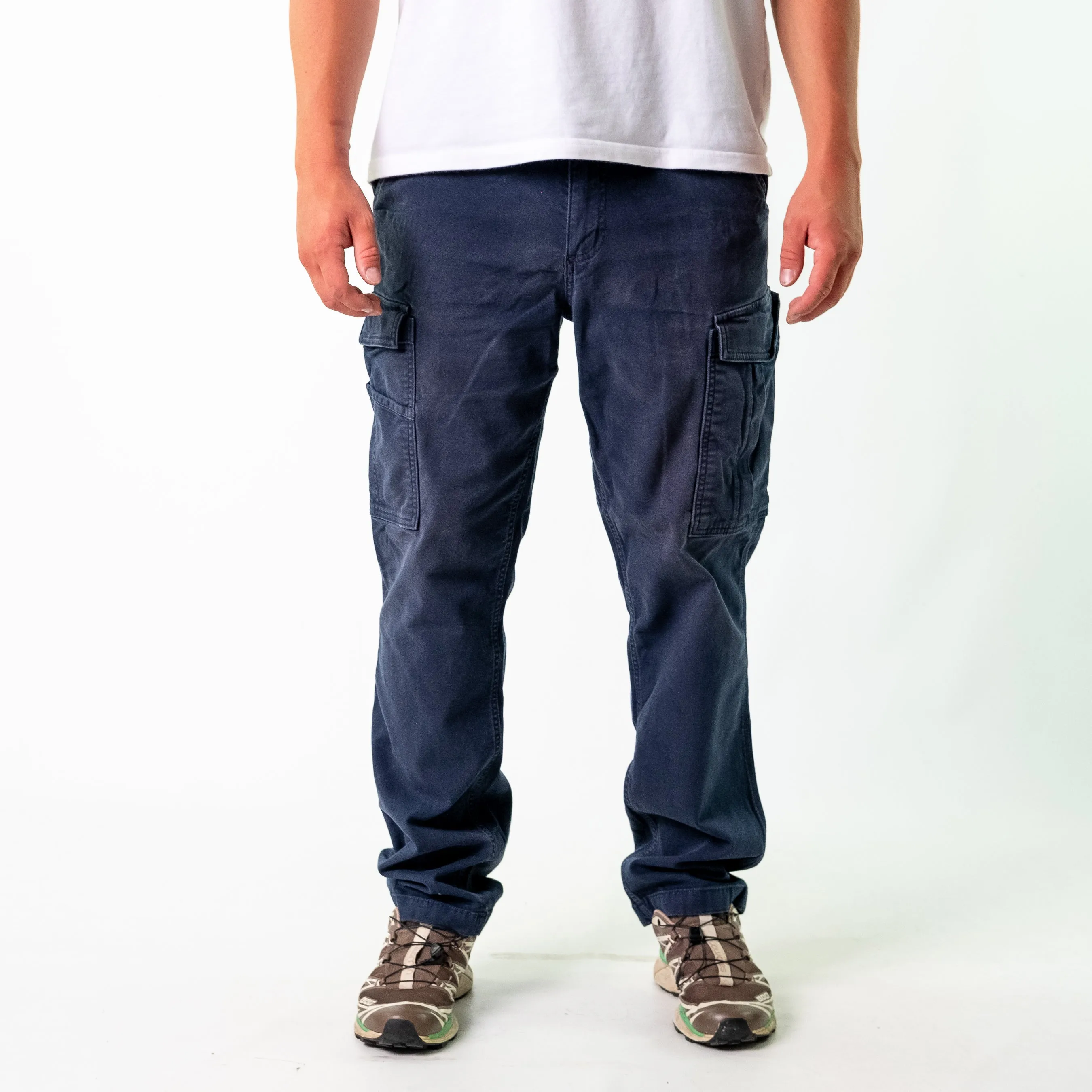 Navy Blue 90s Carhartt Woven Cargo Pants Baggy Pants (34x32)