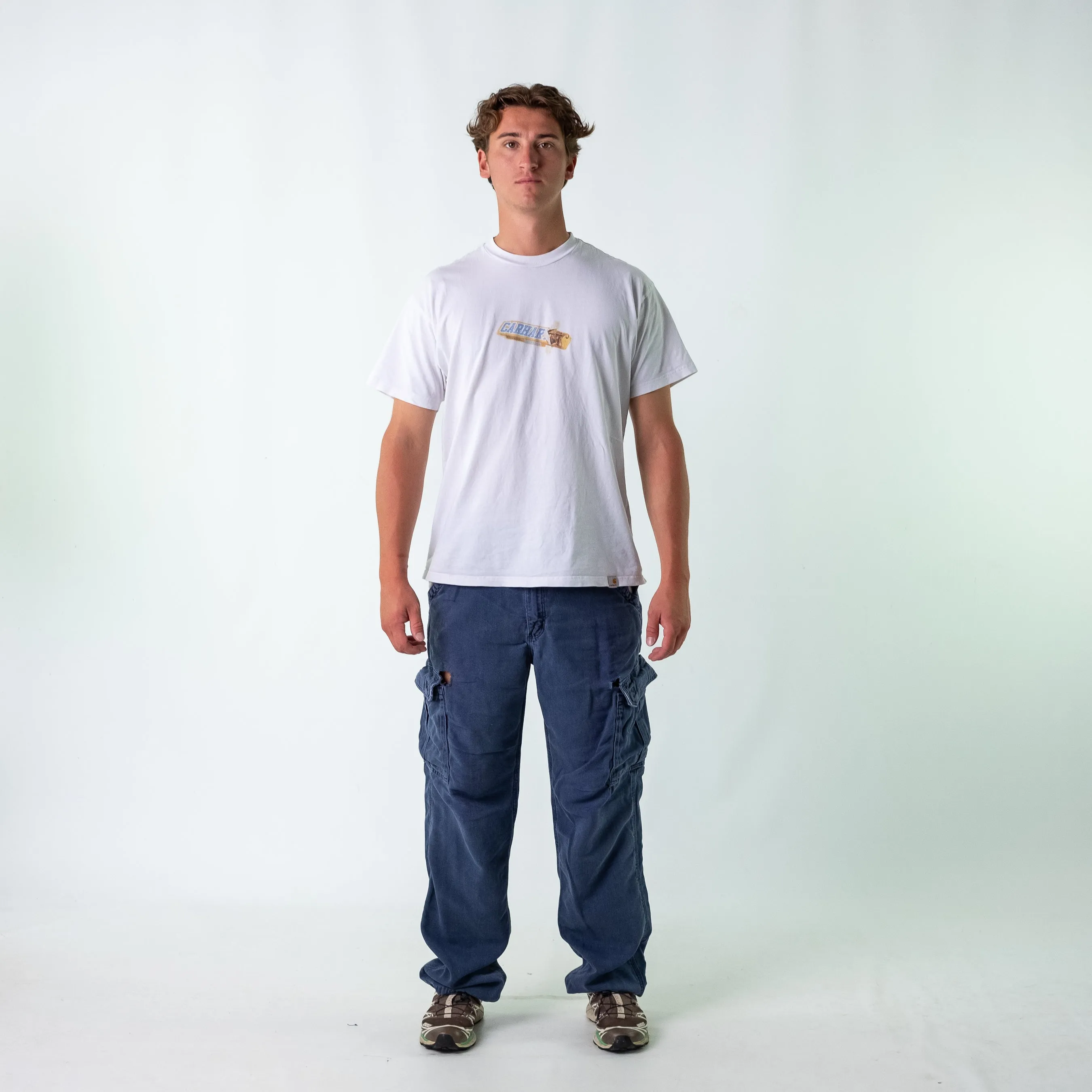 Navy Blue 90s Carhartt Woven Cargo Pants Baggy Pants (34x34)