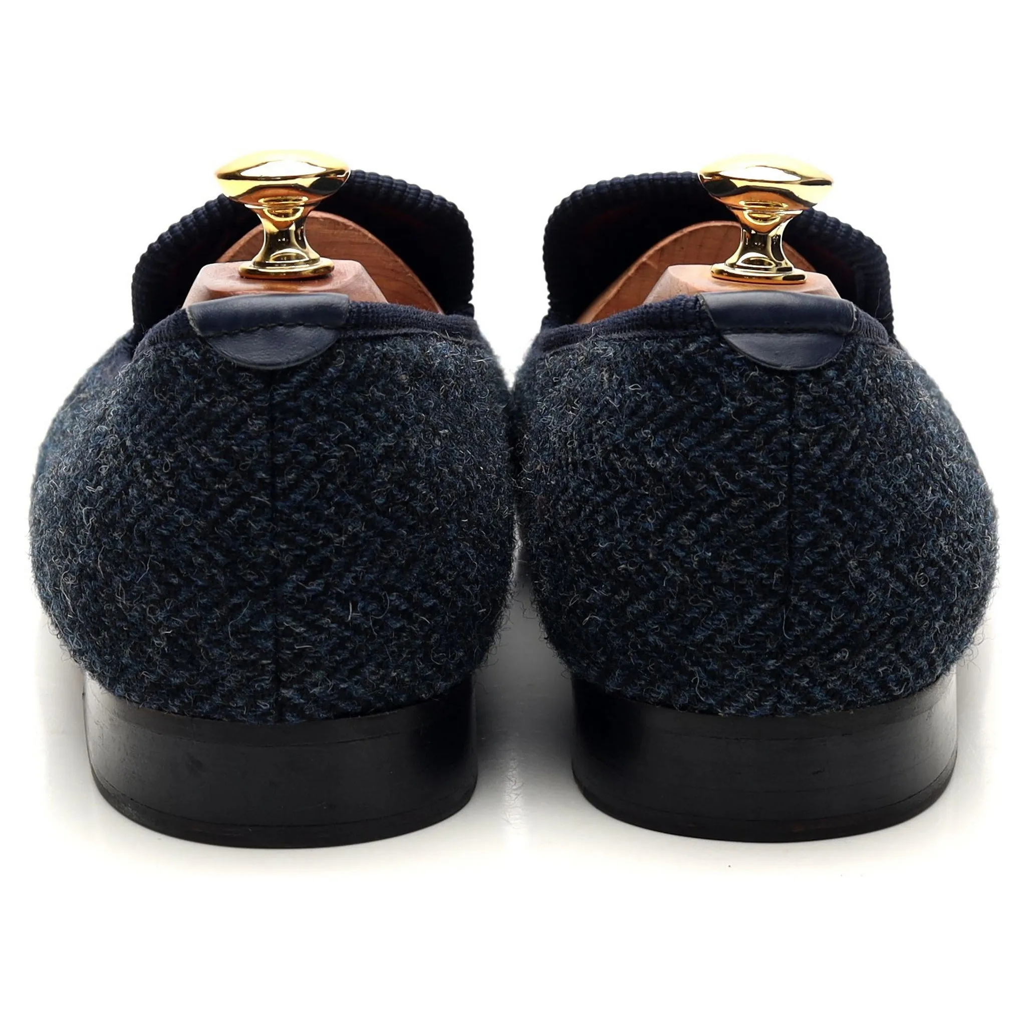 Navy Blue Harris Tweed Slippers UK 9.5