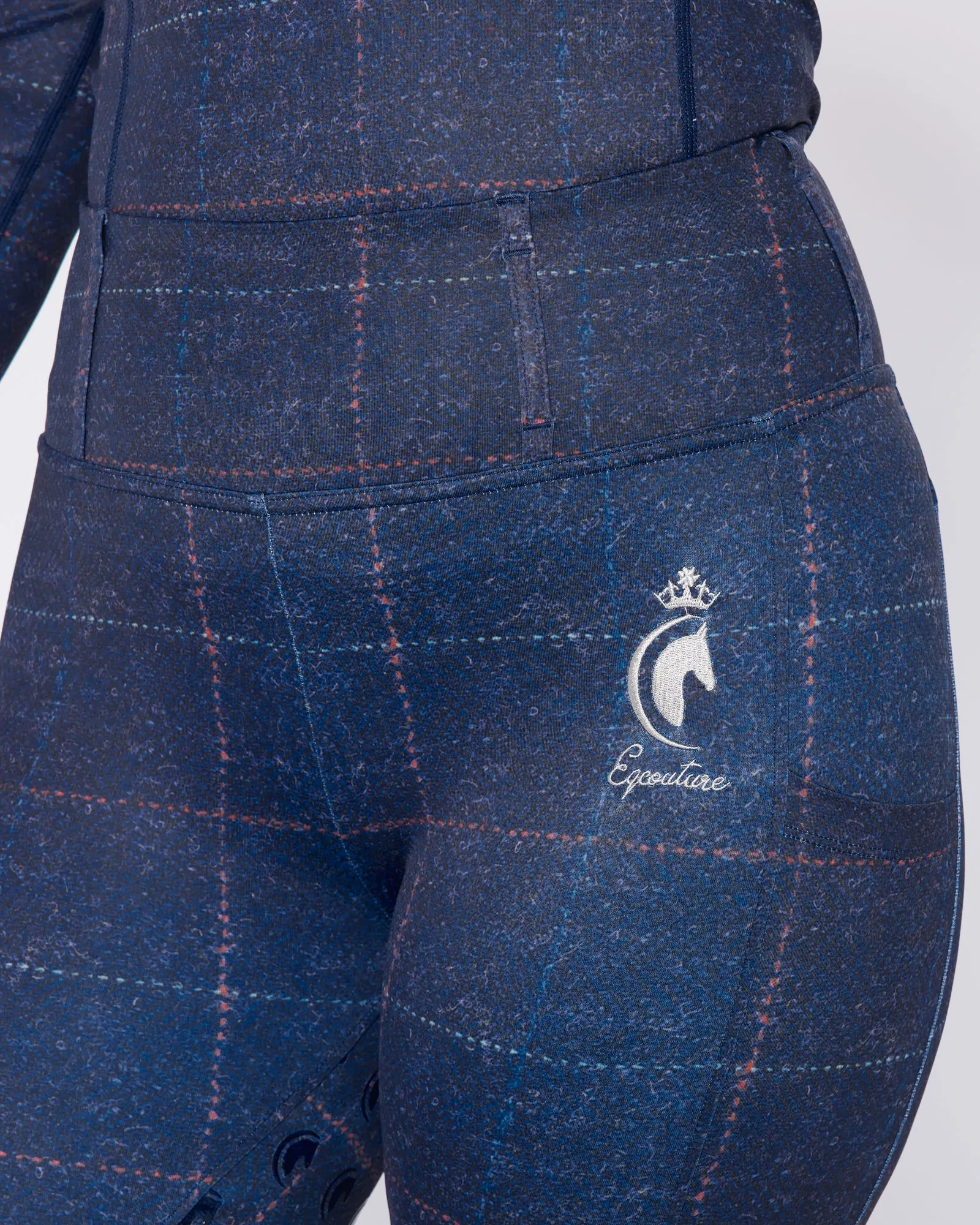 Navy Tweed Effect Riding Leggings - Full Grip