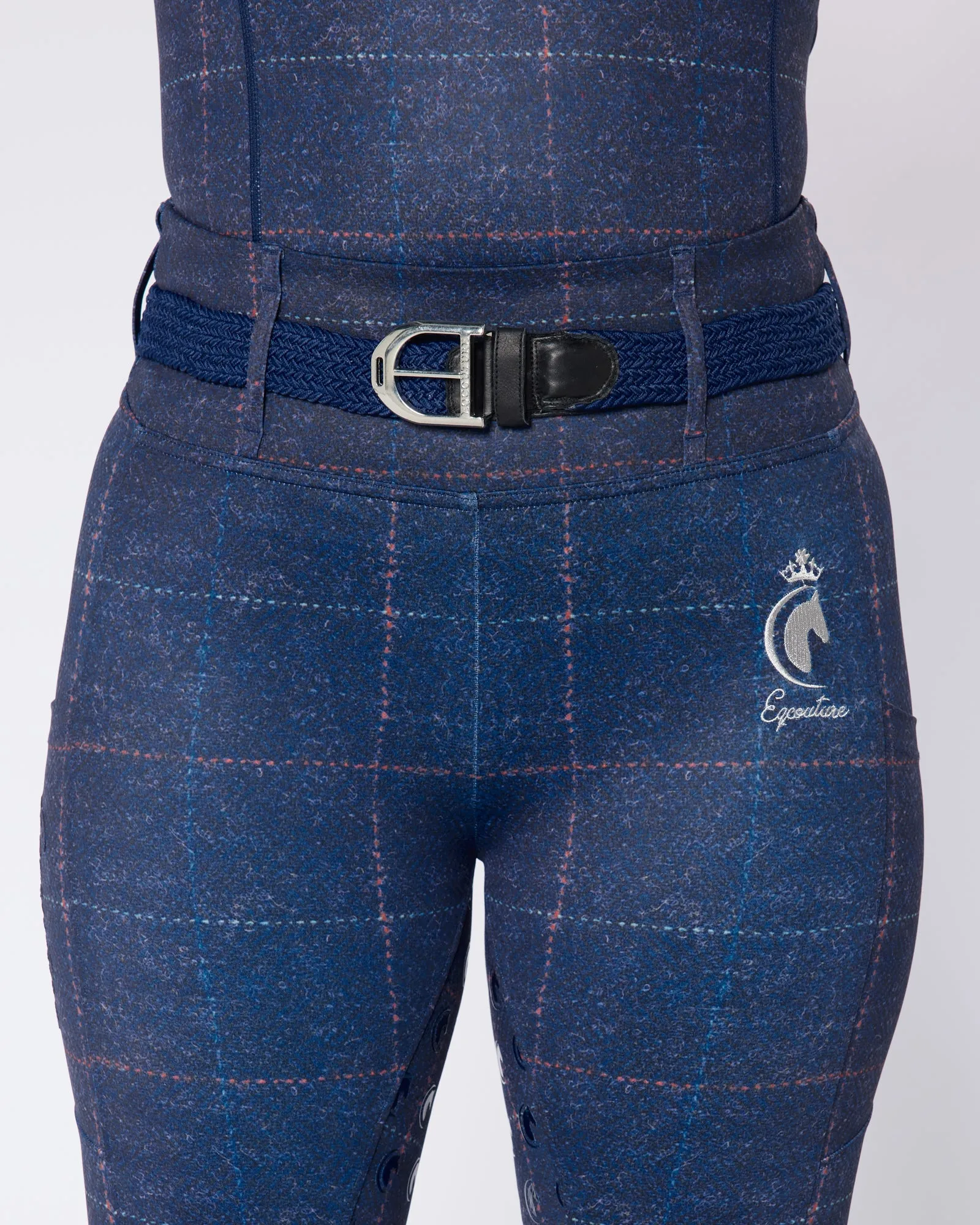 Navy Tweed Effect Riding Leggings - Full Grip