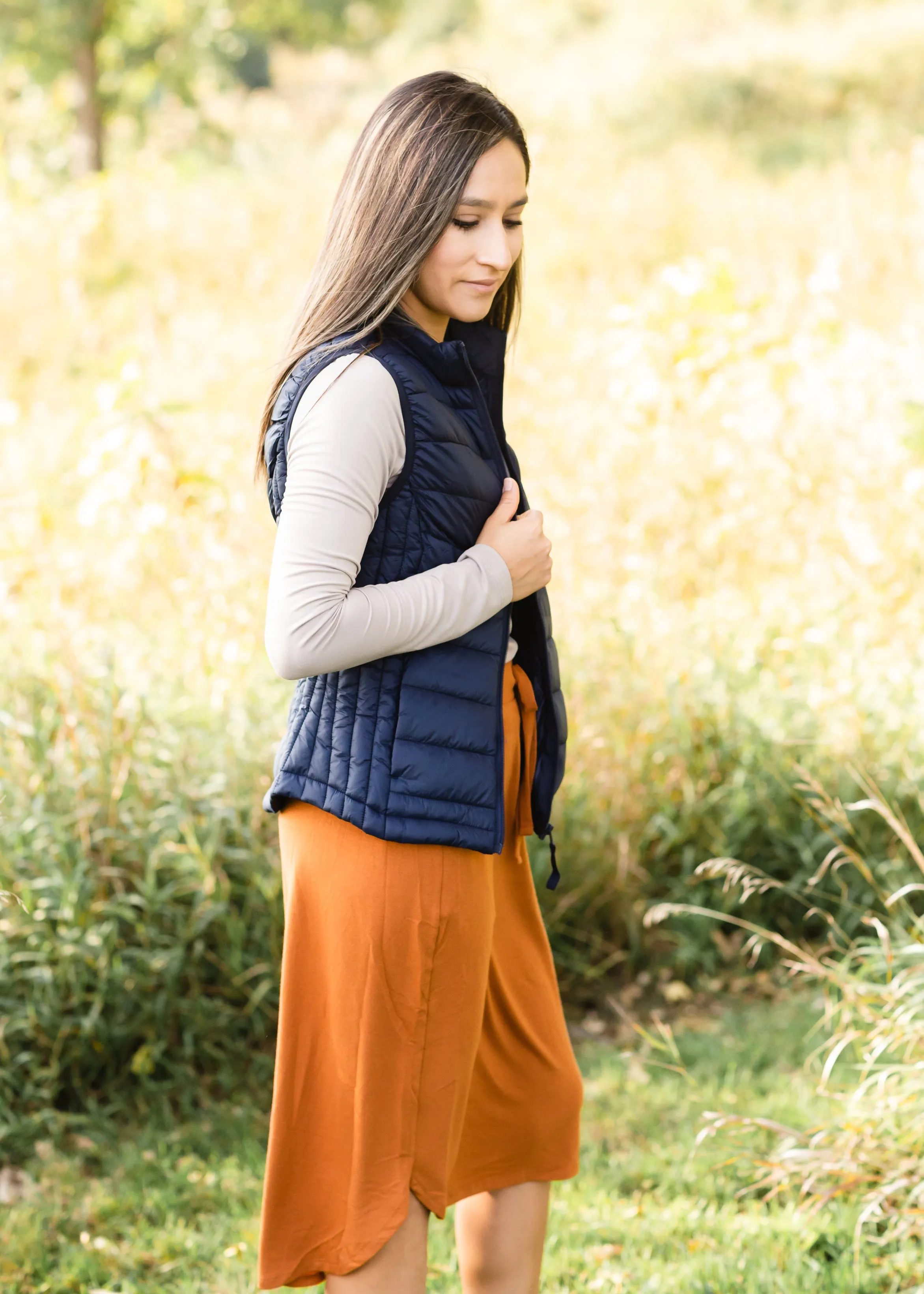 Navy Zip Up Padded Vest - FINAL SALE