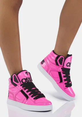 Neon Pink Clone High Top Sneakers-