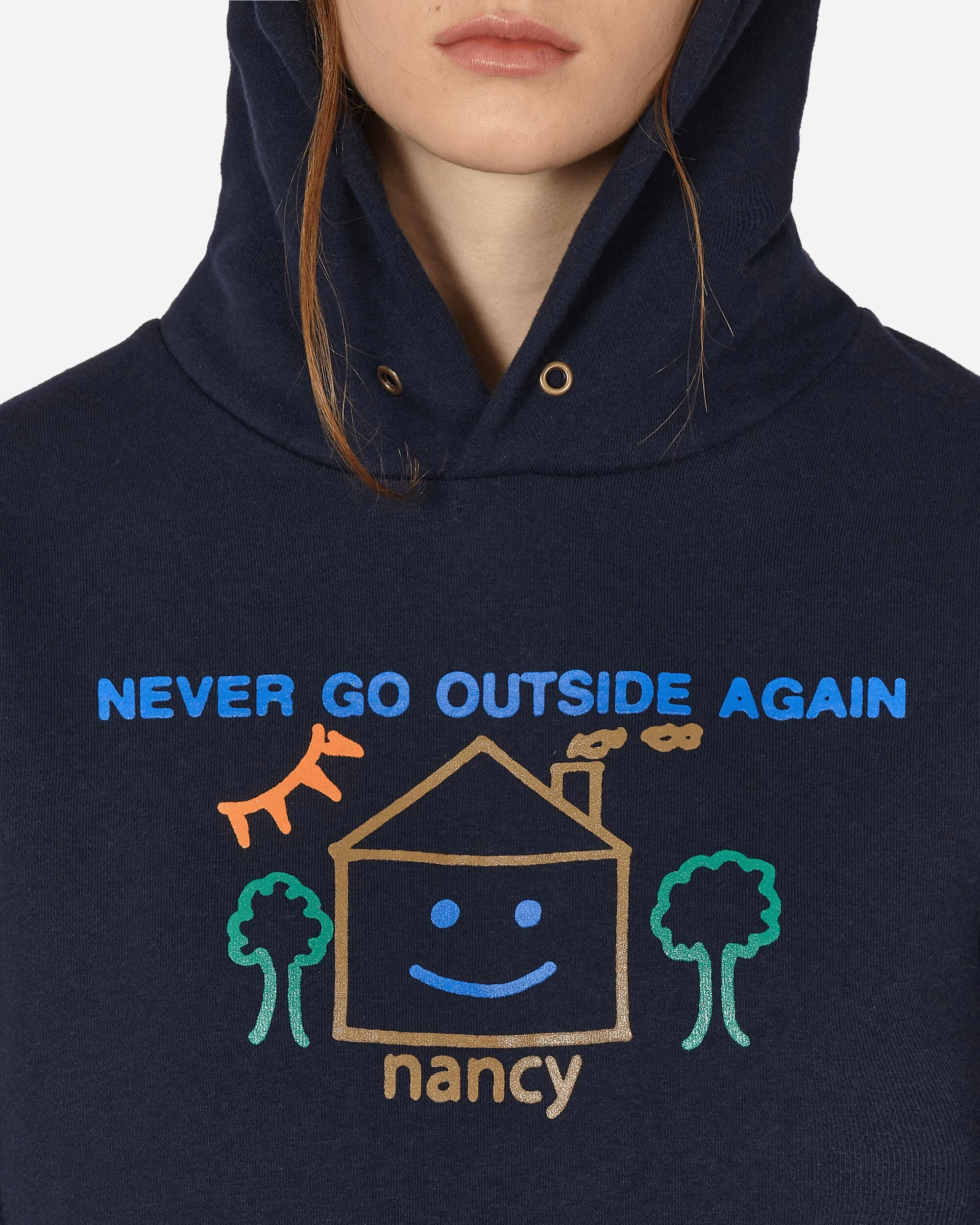 Never Go Outside Again Hoodie Navy