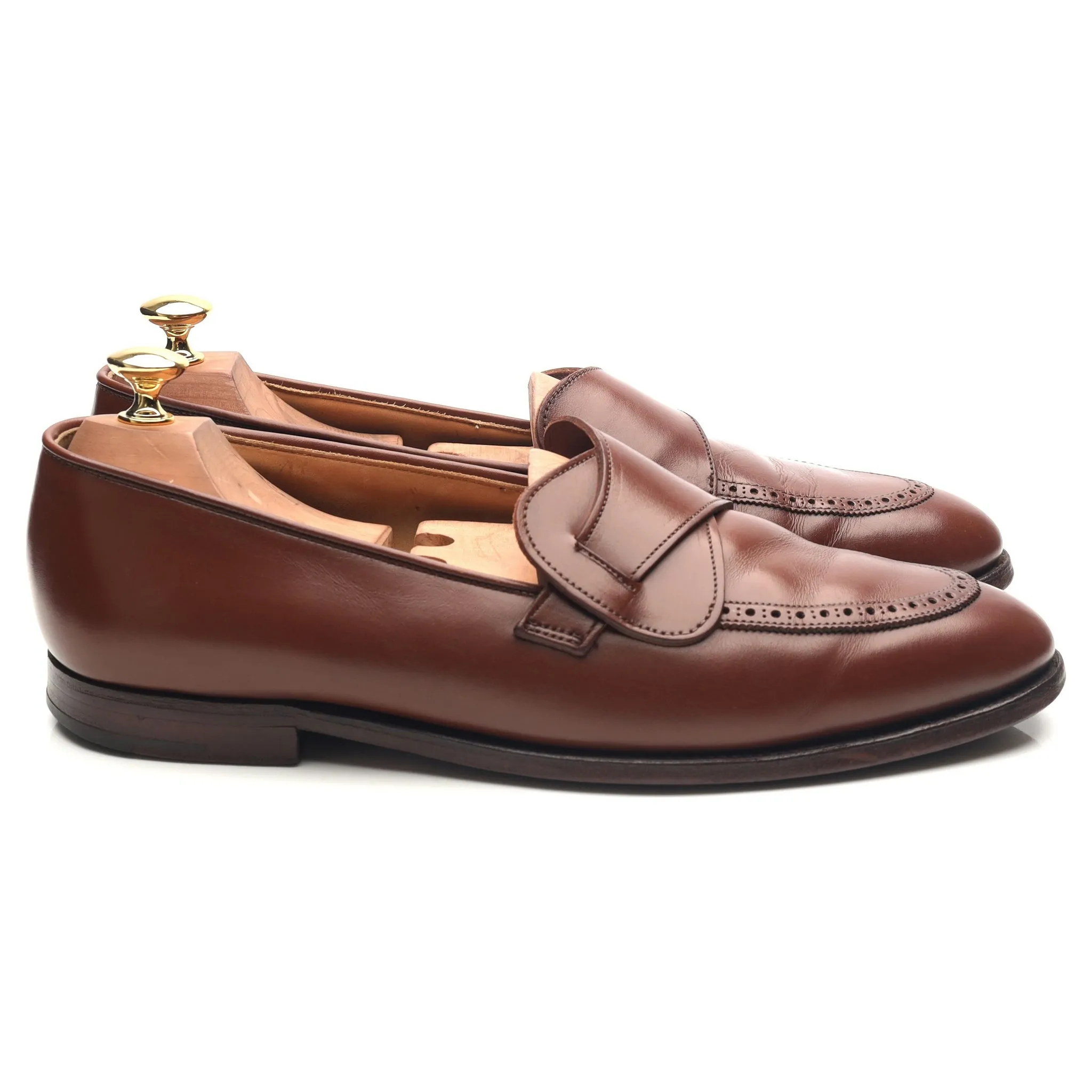 New & Lingwood Brown Leather Butterfly Loafers UK 9.5 E