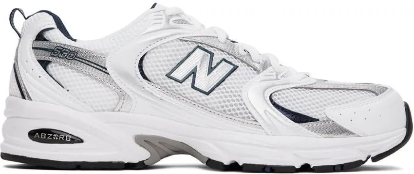 New Balance White & Indigo 530 Sneakers