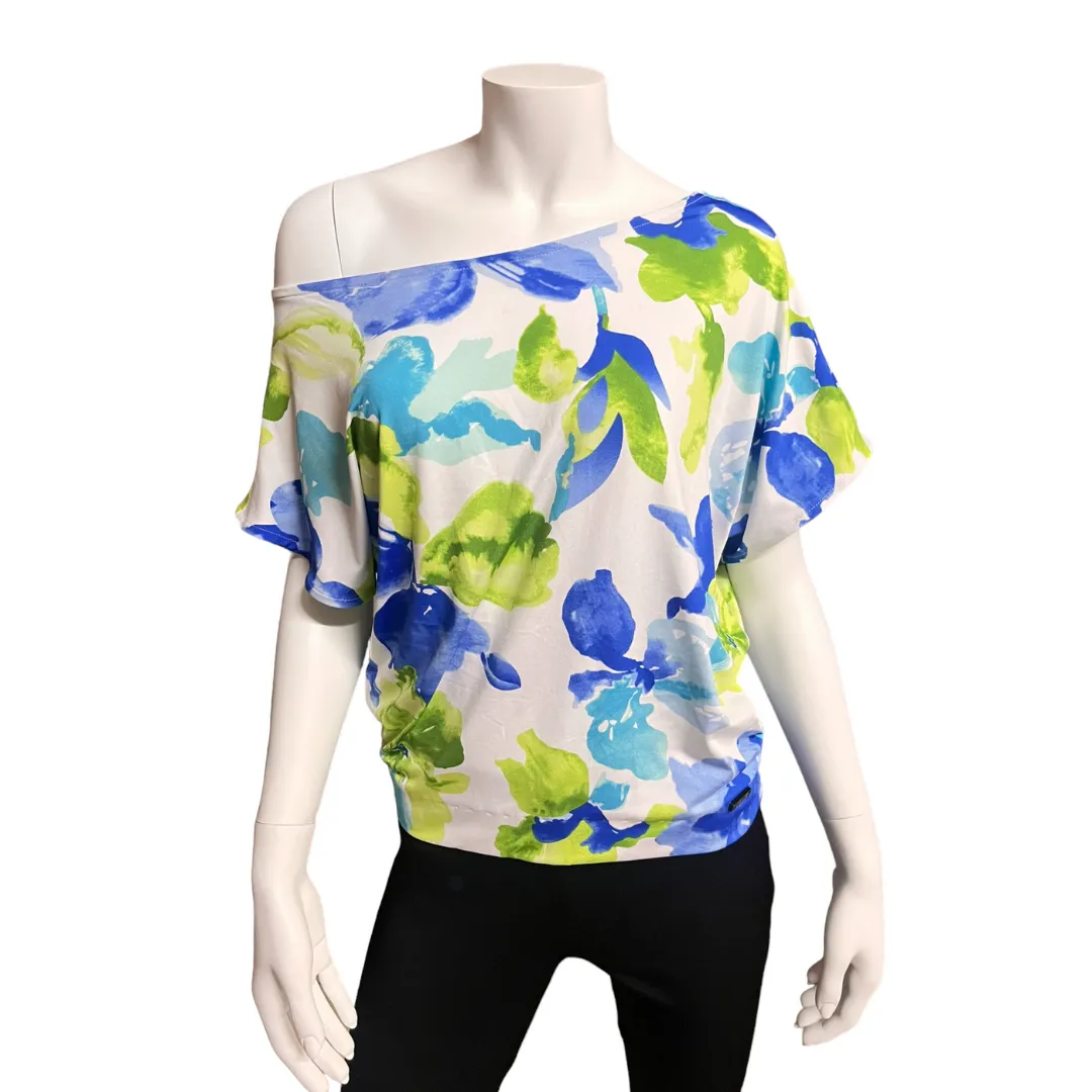 Nia Top - Blue/Green Flowers