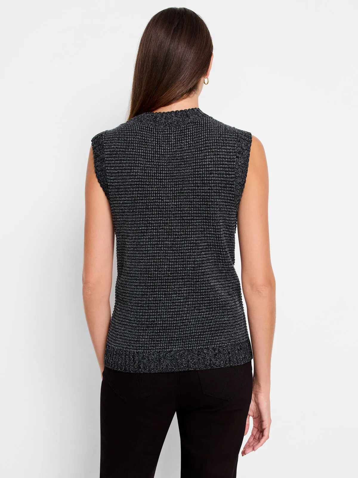 NIC+ZOE F241145 Pixel Knit Vest in Green Multi