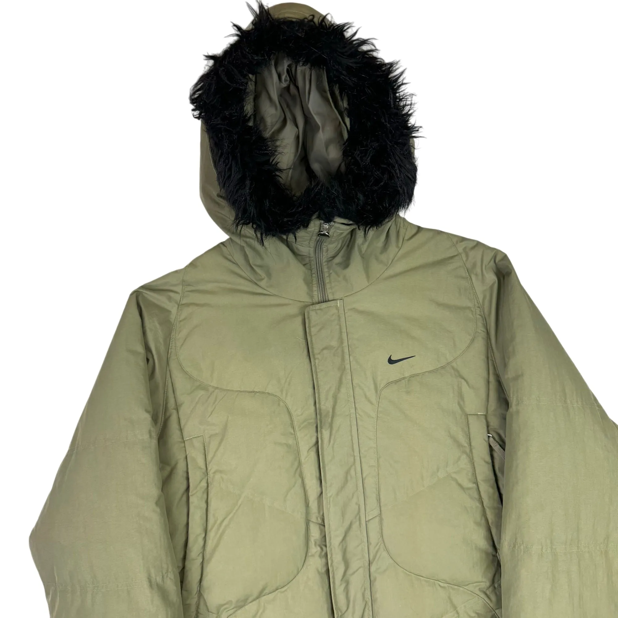 Nike 00's Long Down Hooded Puffer Jacket Green