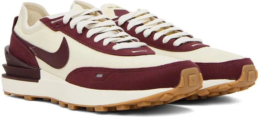 Nike Off-White & Burgundy Waffle One SE Sneakers