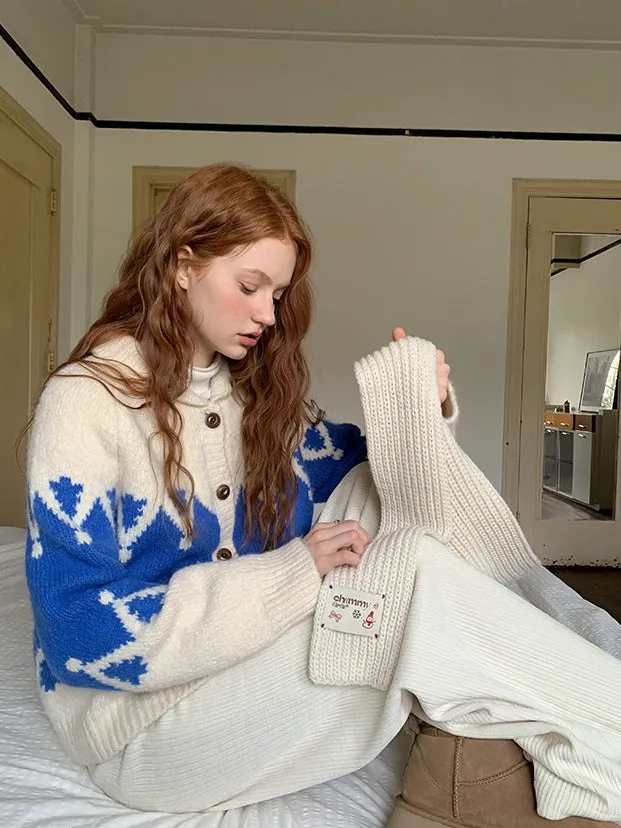 Nordic Retro Mohair-Knit Cardigan