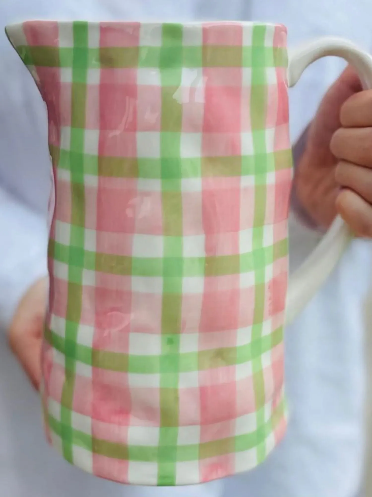 Noss & Co Medium Jug | Pink & Green Gingham