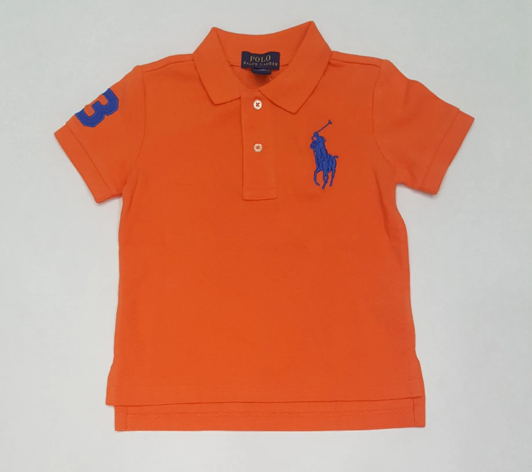 Nwt Kids Polo Ralph Lauren Orange/Blue Big Pony Polo (2T-7T)