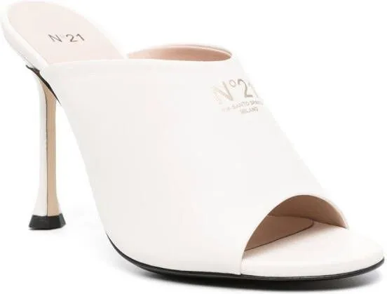 Nº21 105mm logo-print leather mules White