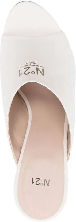 Nº21 105mm logo-print leather mules White